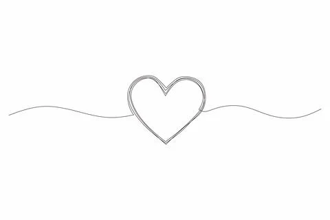 Continuous one line drawing of heart. Stock Illustration