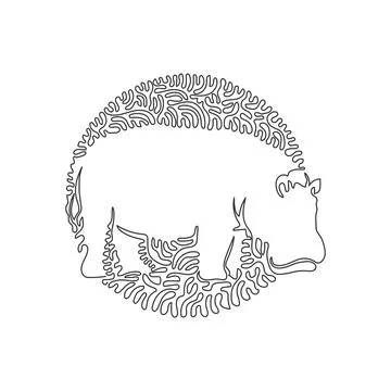 Continuous one line drawing of hippos are grazers abstract art Stock Illustration