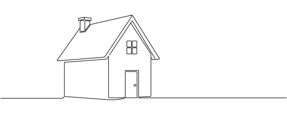Continuous One Line Drawing of Home Icon. Editable stroke Stock Illustration