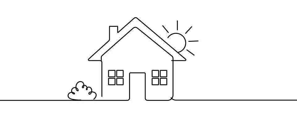 Continuous One Line Drawing of Home Icon. Editable stroke Stock Illustration