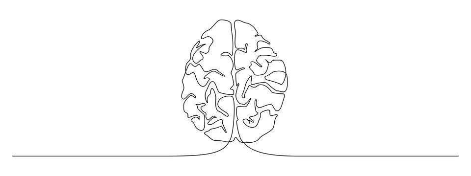 Continuous one line drawing of Human brain. Genius idea and psychology concept Stock Illustration