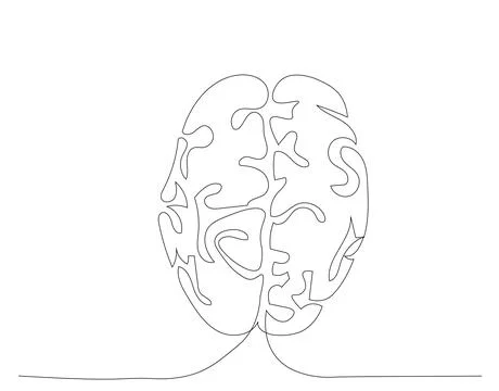 Continuous one line drawing of Human brain. Genius idea and psychology concept Stock Illustration