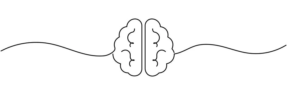 Continuous one line drawing of human brain, minimalist monoline vector illu.. Stock Illustration