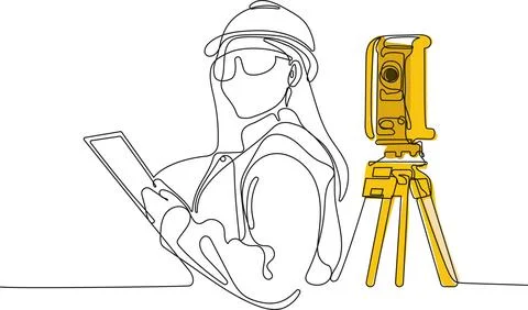 Continuous one line drawing of Industry maintenance engineer wearing uniform Stock Illustration