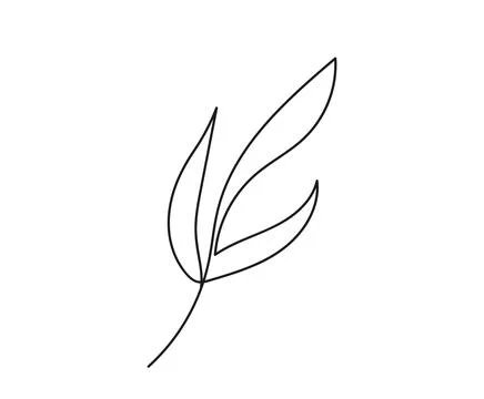 Continuous one line drawing of leaf. Line art. Plant, greenery. Concept of na Stock Illustration