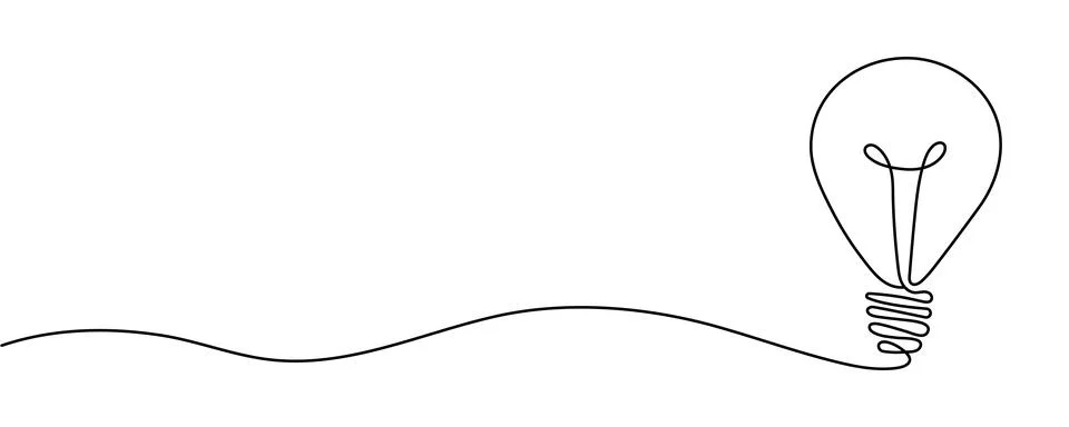 Continuous one line drawing of Light bulb symbol isolated on white backgrou.. Stock Illustration