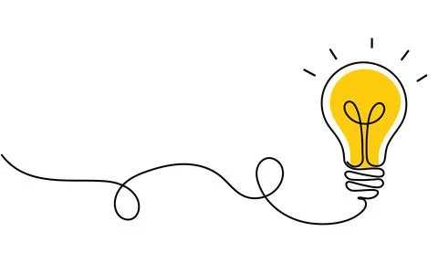 Continuous one line drawing of Light bulb symbol isolated on white background Stock Illustration