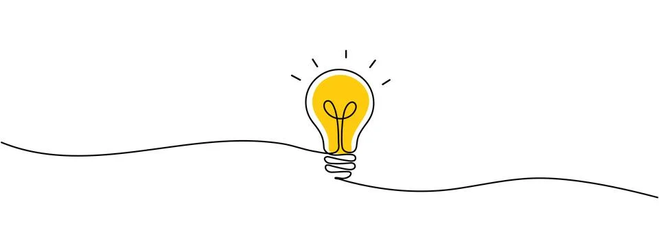 Continuous one line drawing of Light bulb symbol isolated on white backgrou.. Stock Illustration