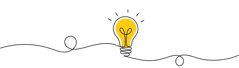 Continuous one line drawing of Light bulb symbol isolated on white backgrou.. Stock Illustration