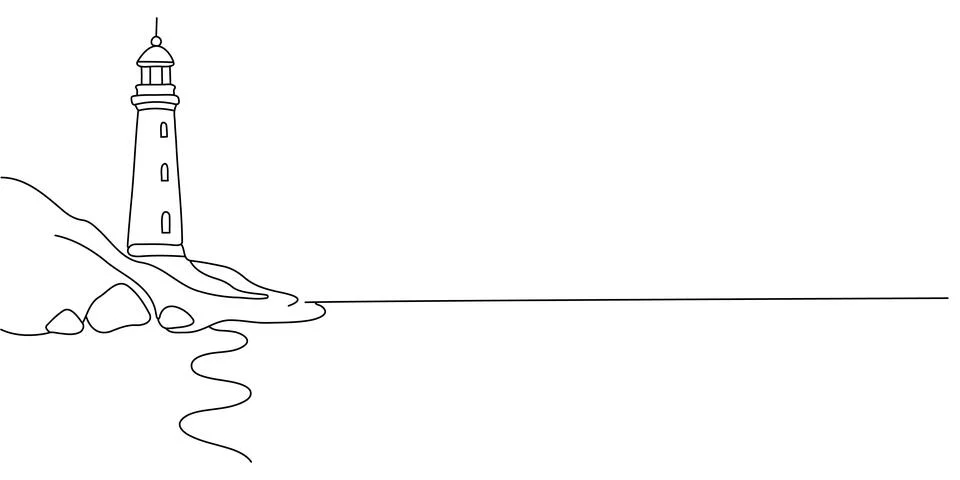 Continuous one line drawing of lighthouse tower. Simple illustration of castl Stock-Illustration