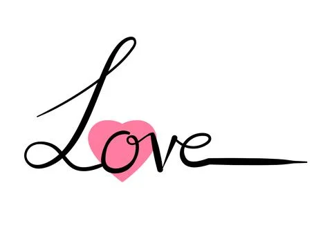 Continuous one line drawing LOVE word, vector minimalist illustration of love Stock Illustration