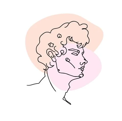Continuous one line drawing of man portrait with curly hair. Fashionable men's Stock Illustration