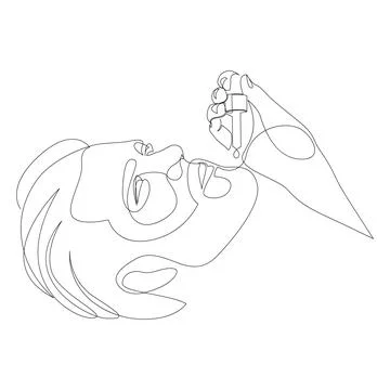 Continuous one line drawing of man takes care his beard hair. Men beauty co.. Stock Illustration