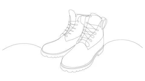 Continuous one line drawing of man boots. Single line art leather boot for Illustrazione stock