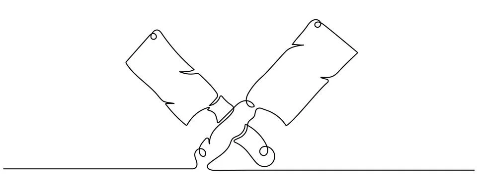 Continuous one line drawing meat knife kitchen cleaver. Kitchen appliances .. Stock Illustration