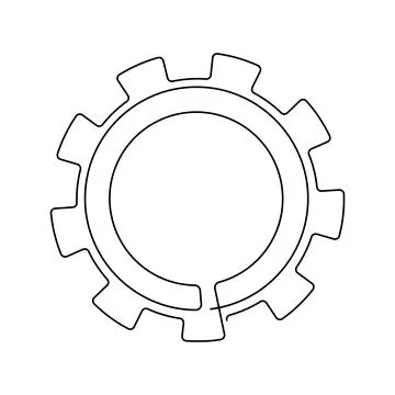 Continuous one line drawing of metal gear or cog. Mechanism wheels logo Stock Illustration
