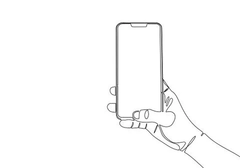 Continuous one line drawing of modern mobile phone Stock Illustration