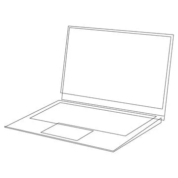 Continuous one line drawing of notebook laptop opened. Vector illustration. Stock Illustration