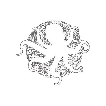Continuous one line drawing. Octopuses are invertebrates with a large head Stock Illustration