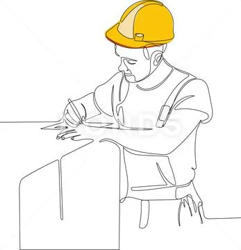 Continuous one line drawing ofengineer wearing uniform and safety ...