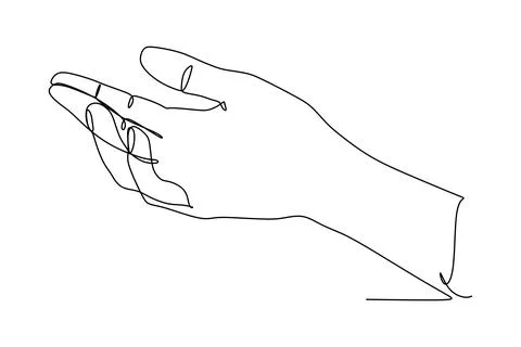 Continuous one line drawing of open palm. Sign or symbol of love, hope, carin Stock Illustration