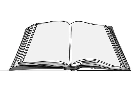 Continuous one line drawing of an open book. Vector illustration. Illustrazione stock