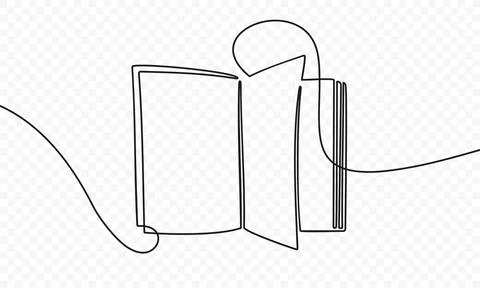 Continuous one line drawing of an open book with page turning vector design Illustrazione stock