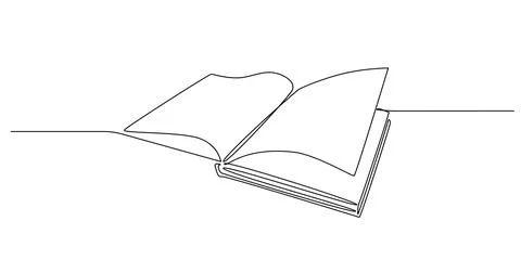 Continuous one line drawing Opened book with pages. Education library concept Stock Illustration
