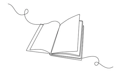 Continuous one line drawing Opened book. Education study and knowledge library Stock Illustration