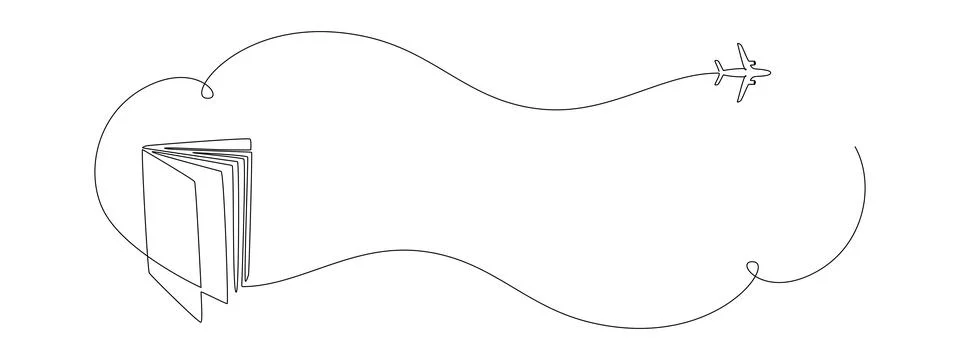 Continuous one line drawing of opened book with bookmark. Education study and Stock Illustration