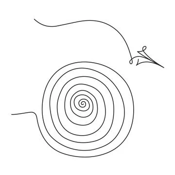 Continuous one line drawing. Paper style plane flying art Stock-Illustration