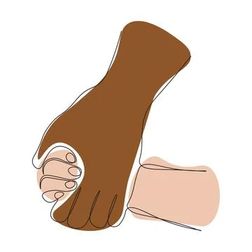 Continuous one line drawing parent holds hand of small child. The concept o.. Illustrazione stock