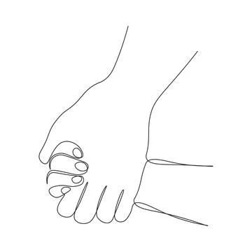 Continuous one line drawing parent holds hand of small child. The concept o.. Stock-Illustration