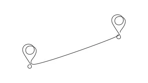 Continuous one line drawing of path and Location pointers. Simple pins on direct Stock Illustration