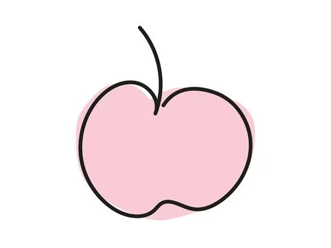 Continuous one-line drawing of a pink apple isolated on a white background. W Stock Illustration