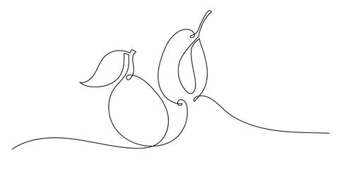 Continuous one line drawing plum fruit. Farmer market Logo concept. Abstract Illustrazione stock