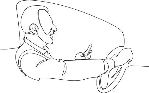 Continuous one line drawing portrait businessman Stock Illustration