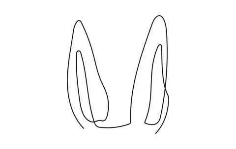 Continuous one line drawing of rabbit ears. Simple line art of funny Easter Stock Illustration