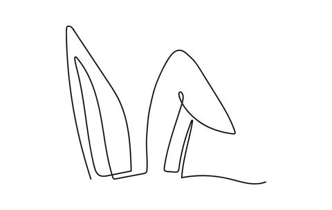 Continuous one line drawing of rabbit ears. Simple line art of funny Easter Stock Illustration