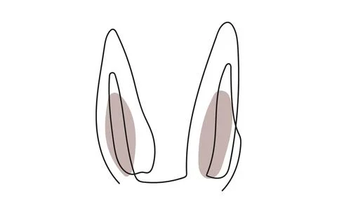 Continuous one line drawing of rabbit ears. Line art of funny Easter bunny .. Stock Illustration