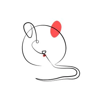 Continuous one line drawing rat, Chinese Zodiac Sign Year of Rat, Happy Chinese Stock Illustration