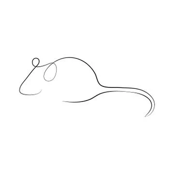 Continuous one line drawing rat, Chinese Zodiac Sign Year of Rat, Happy Chinese Stock Illustration