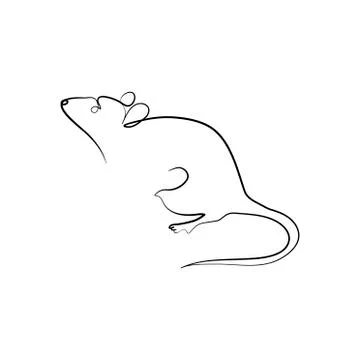 Continuous one line drawing rat, Chinese Zodiac Sign Year of Rat, Happy Chinese Stock Illustration