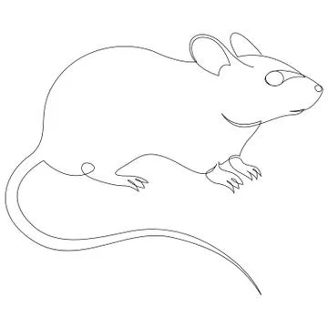 Continuous one line drawing of rat or mouse. Vector illustration Stock Illustration