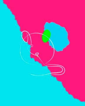 Continuous one line drawing rat on bright background decorations for greeting Stock Illustration