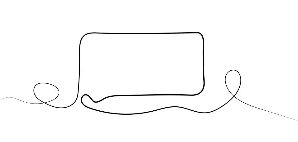 Continuous one line drawing. Rectangle frame in simple linear doodle style Stock Illustration
