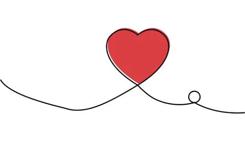 Continuous one line drawing of red heart Stock Illustration