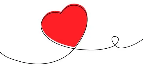 Continuous one line drawing of red heart Stock Illustration