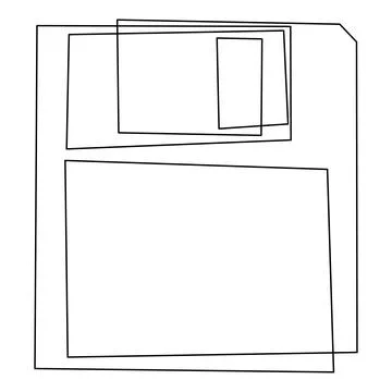Continuous one line drawing of retro old classic 3.5 inch floppy disk. Vint.. Stock Illustration