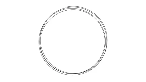 Continuous one line drawing round frame animated, motion in seamless loop on  Stock Footage 131891616
